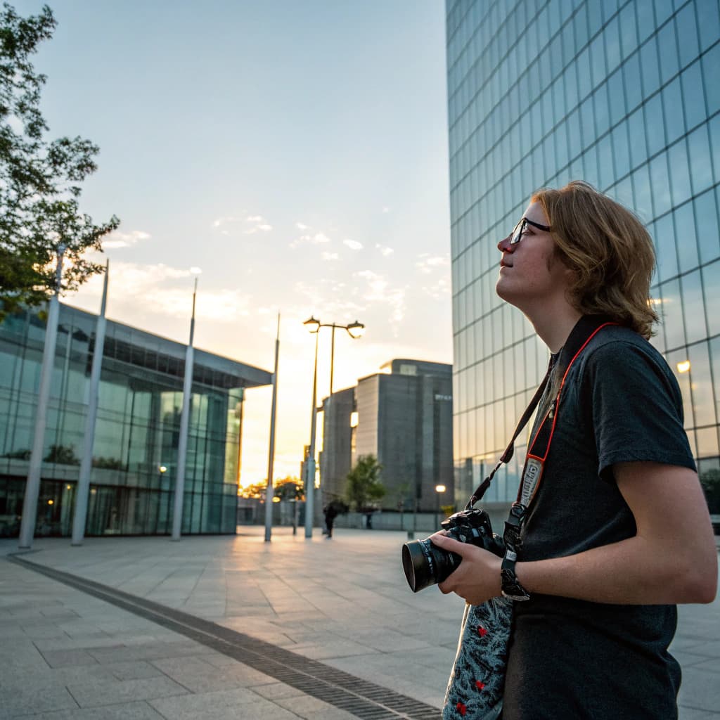 The scene is set outdoors, possibly in an urban environment, as indicated by the brick building in the background.