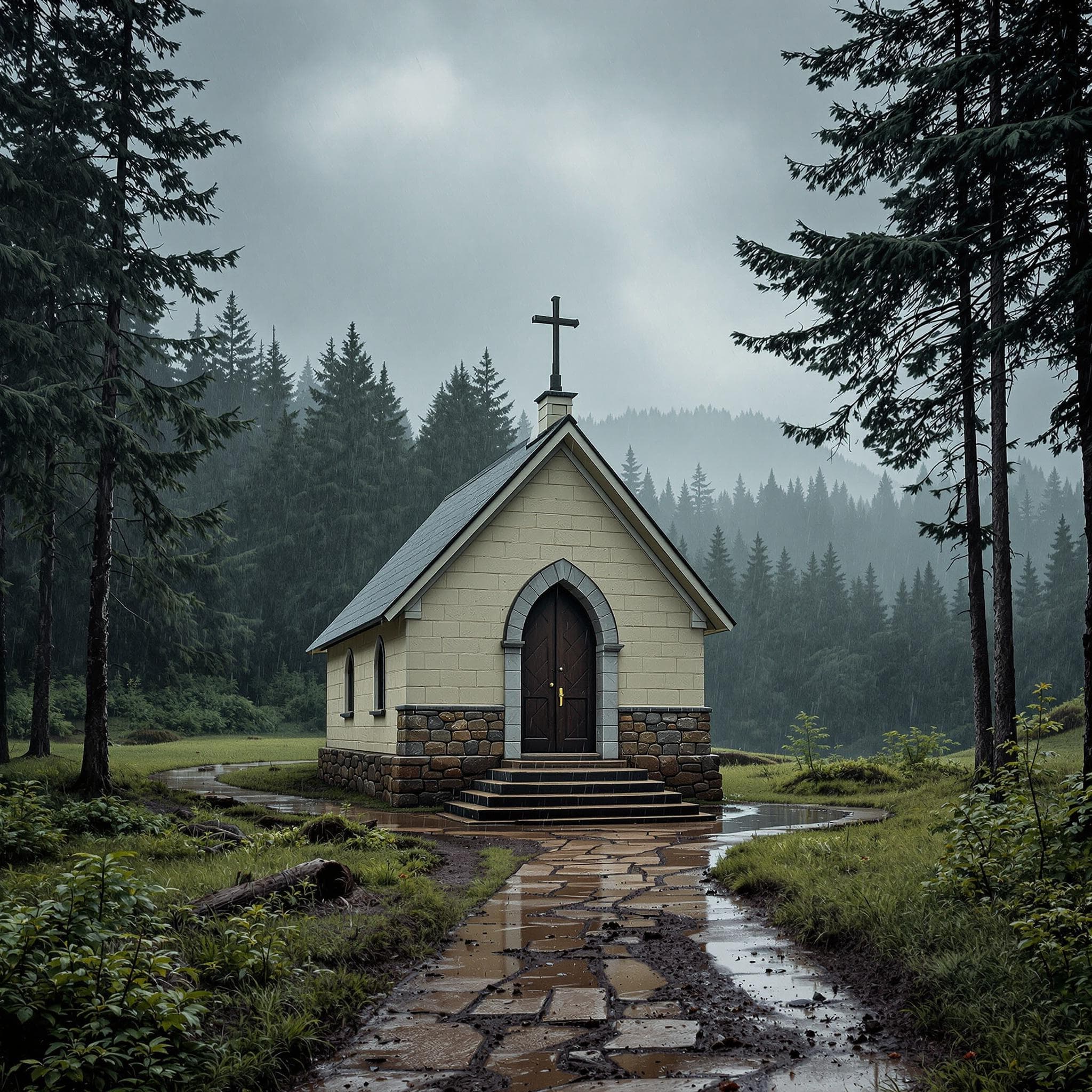 The scene is set in a breathtaking mountainous landscape, suggesting an outdoor environment.