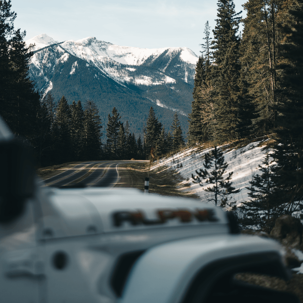 The scene is set outdoors in a mountainous landscape during daylight, likely midday due to the presence of evenly distributed light.