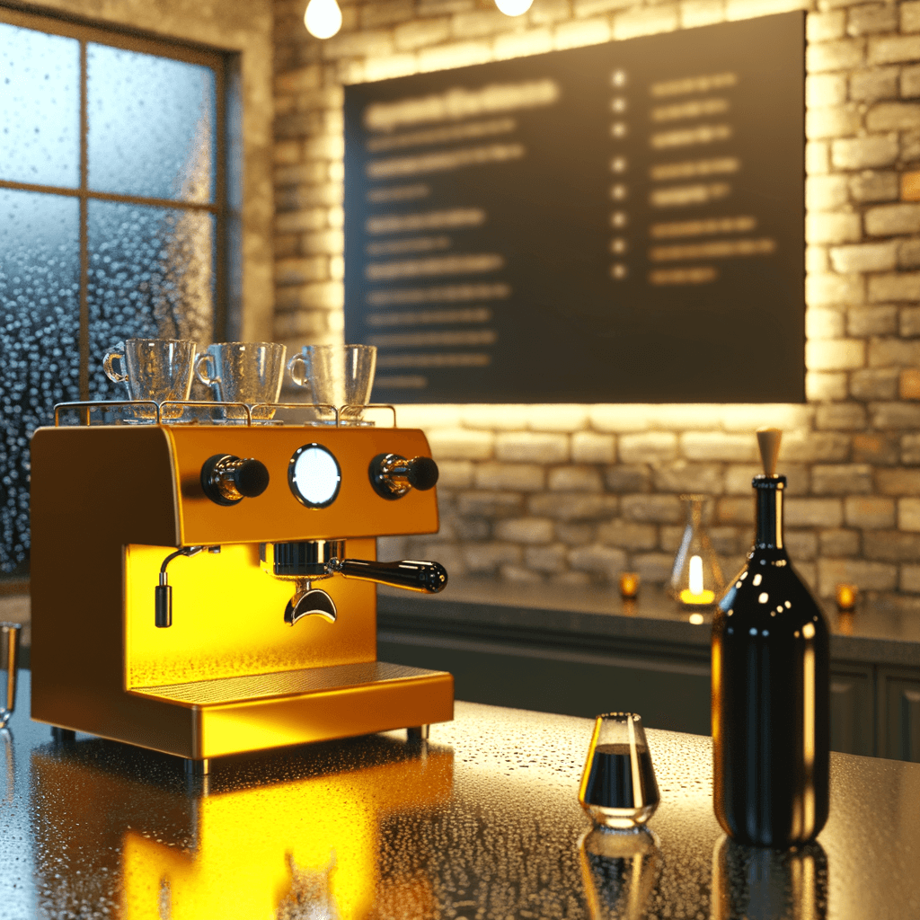 The scene is set indoors in a warmly lit café.