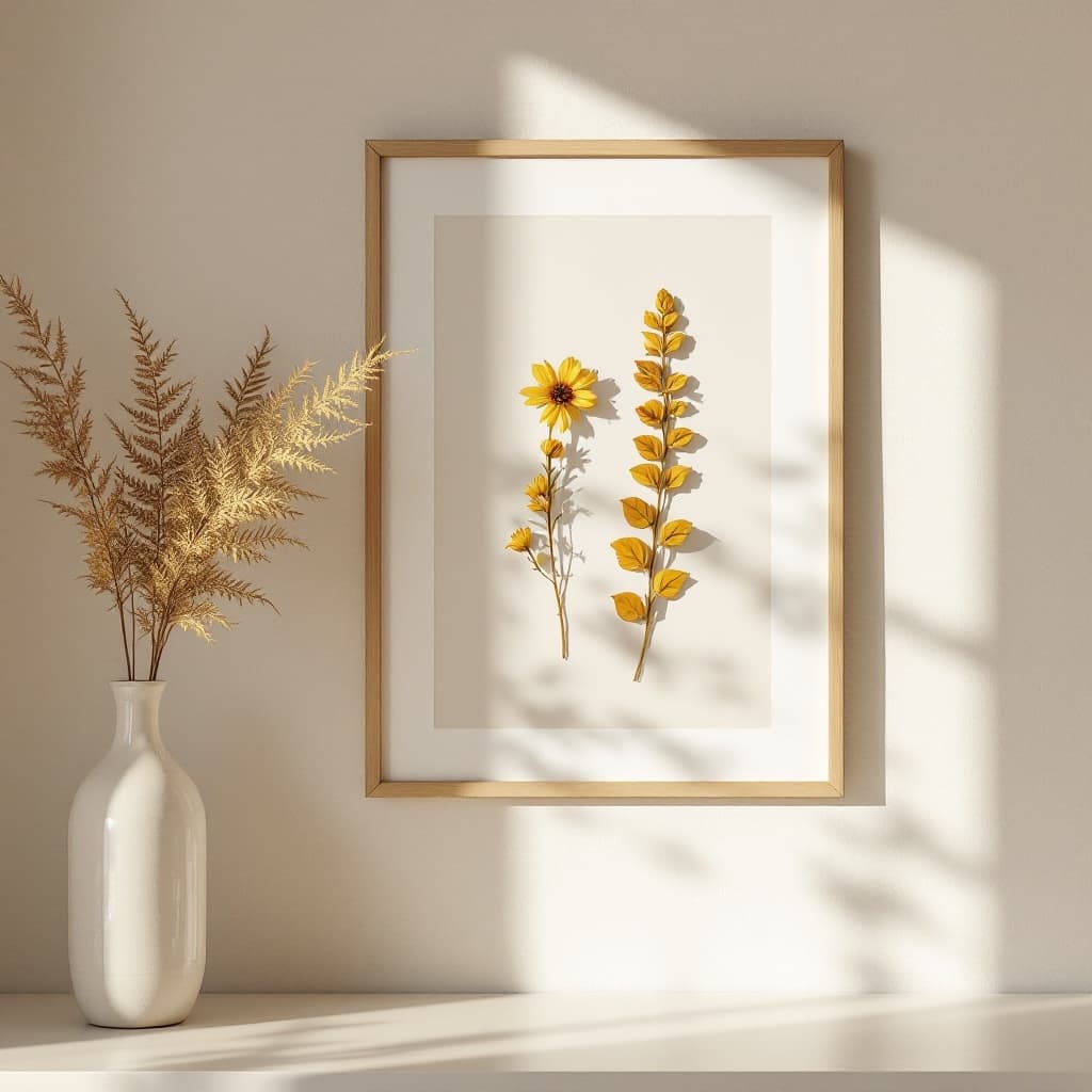 The scene is set indoors, focusing on a minimalistic and artistic presentation.