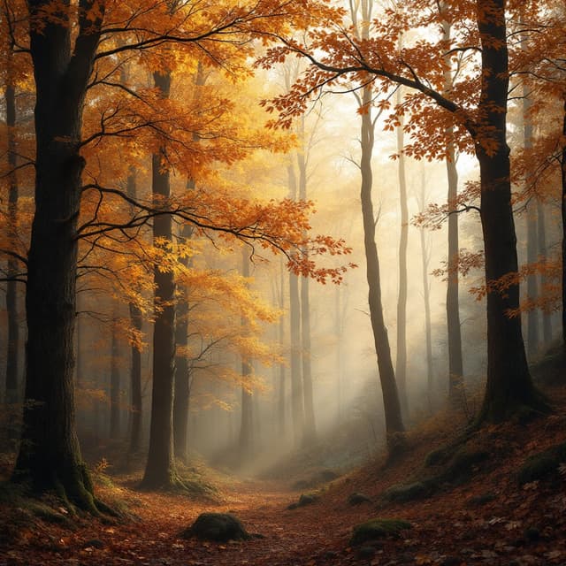 The scene is an outdoor setting, nestled in a dense forest.